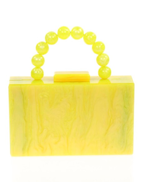 Pearly evening clutch bag with beaded handles