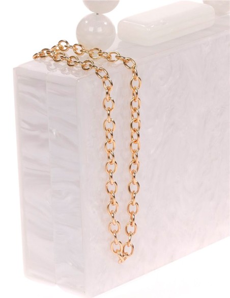 Pearly evening clutch bag with beaded handles