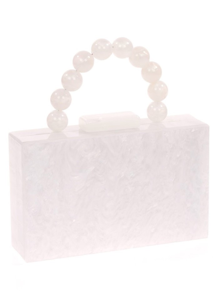 Pearly evening clutch bag with beaded handles