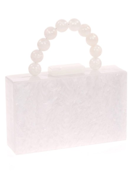 Pearly evening clutch bag with beaded handles