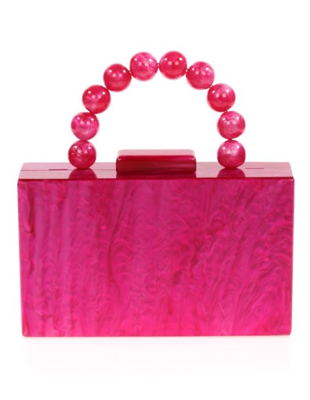 Bolso de fiesta nacarado con asa de bolitas