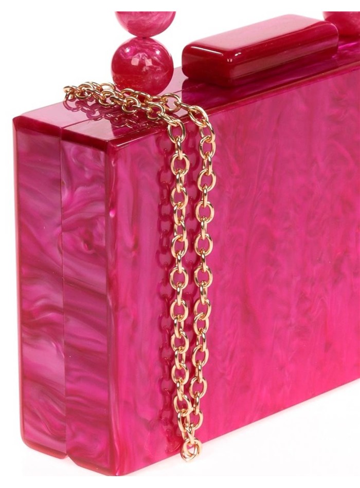 Bolso de fiesta nacarado con asa de bolitas