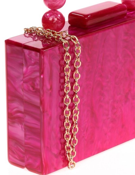 Bolso de fiesta nacarado con asa de bolitas