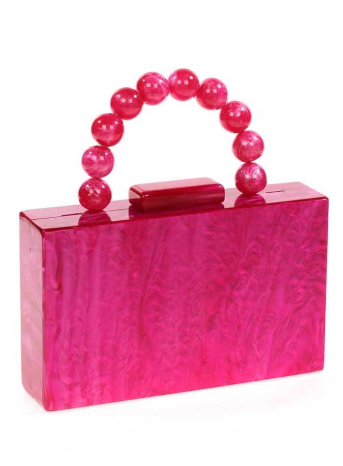 Pearly evening clutch bag with beaded handles