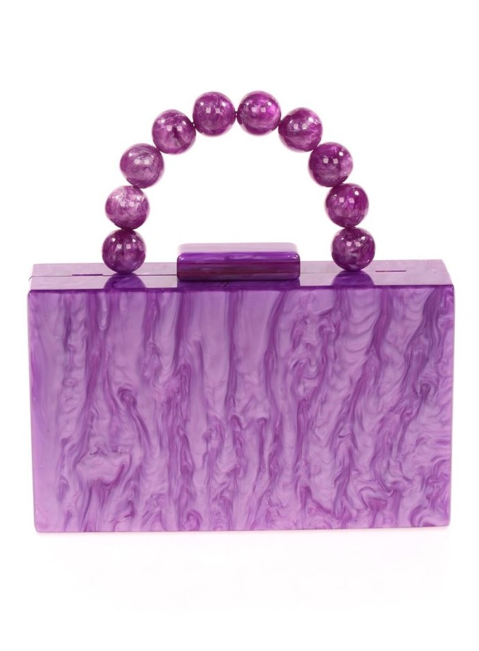 Bolso de fiesta nacarado con asa de bolitas