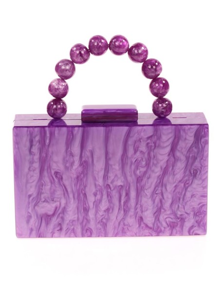 Pearly evening clutch bag with beaded handles