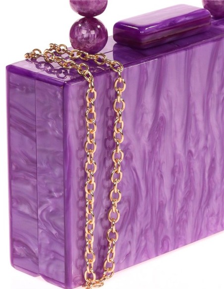 Sac de fête en nacre avec anse en perles