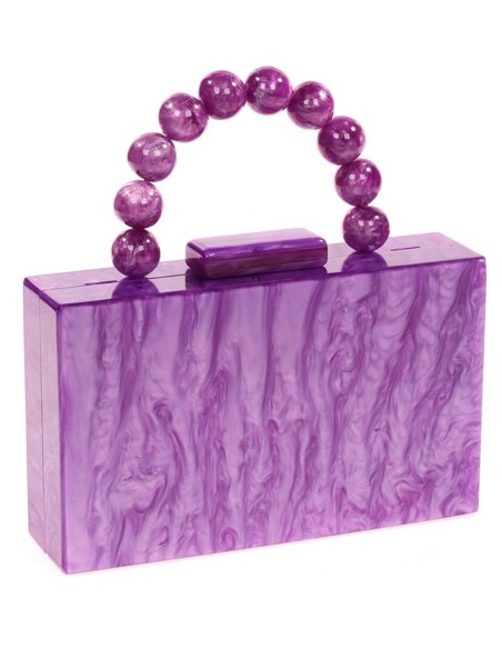 Sac de fête en nacre avec anse en perles