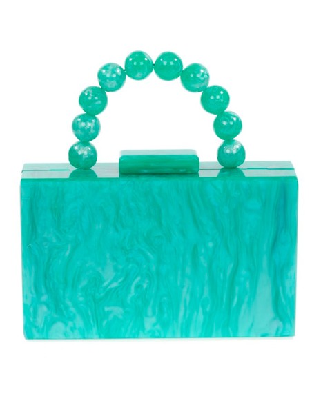 Bolso de fiesta nacarado con asa de bolitas