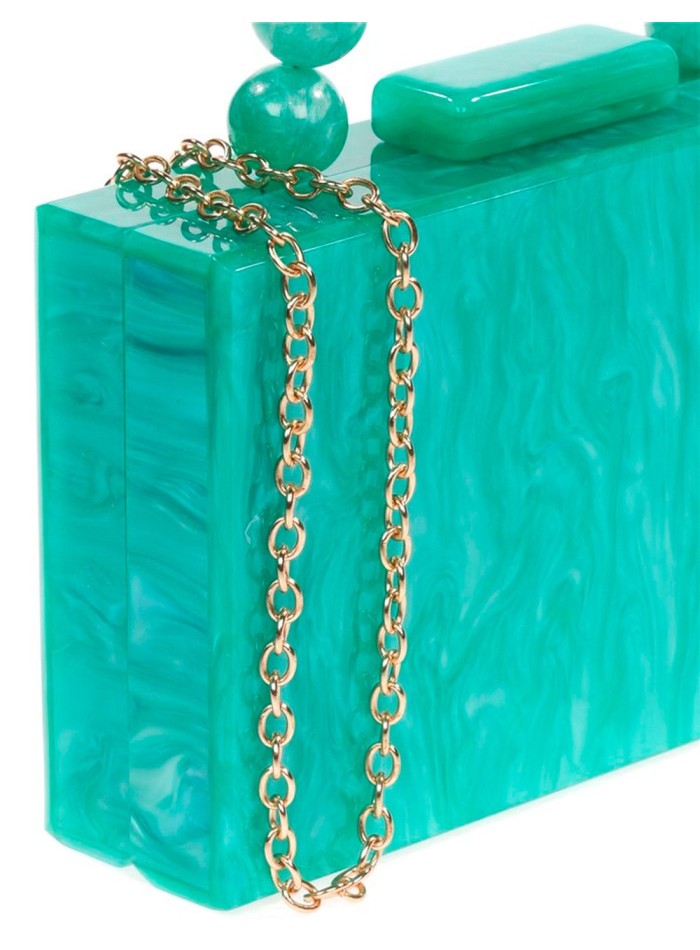 Pearly evening clutch bag with beaded handles