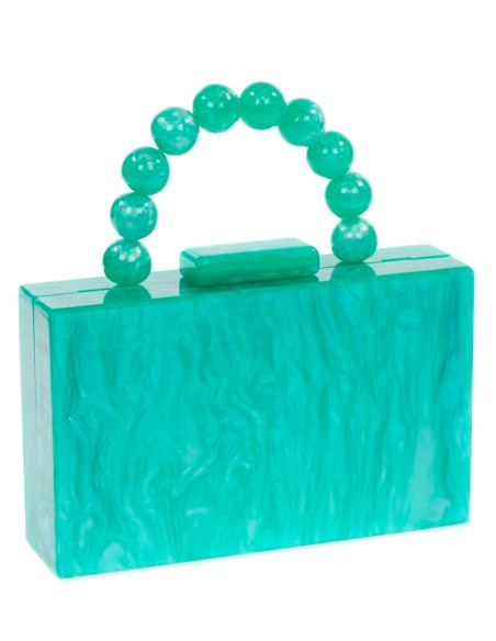 Sac de fête en nacre avec anse en perles