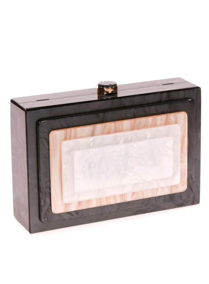 Pearly evening clutch bag with layered front...