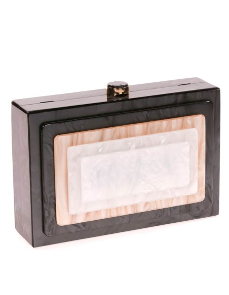 Pearly evening clutch bag with layered front detail