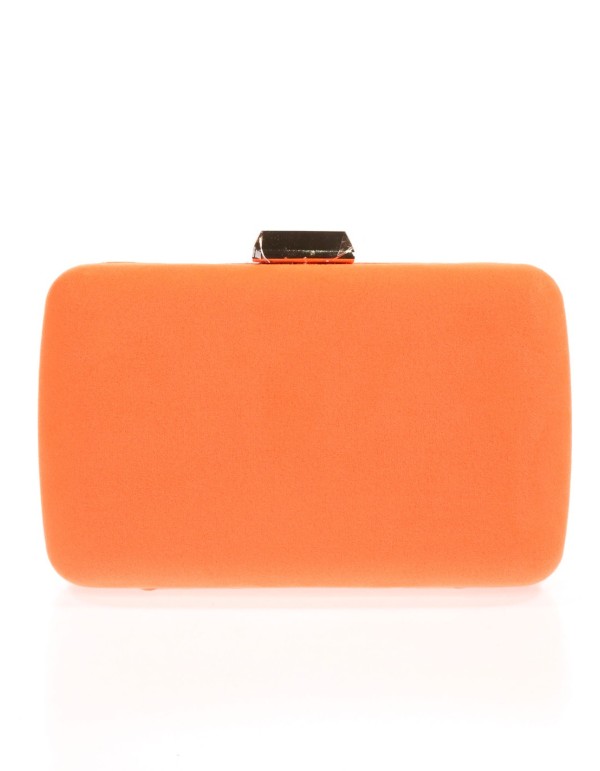 Suede evening clutch bag with metallic fastening