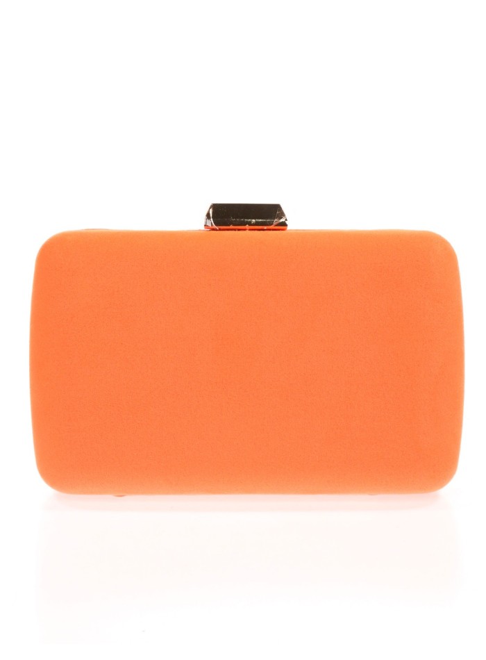 Suede evening clutch bag with metallic fastening