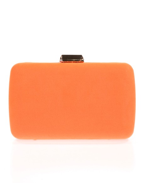 Suede evening clutch bag with metallic fastening