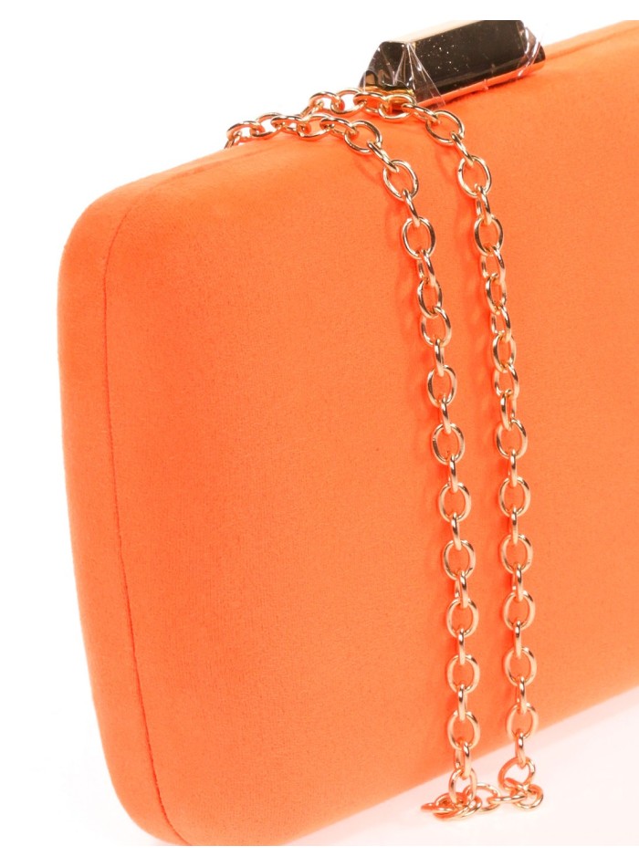 Suede evening clutch bag with metallic fastening