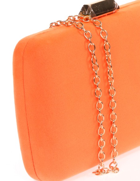Suede evening clutch bag with metallic fastening