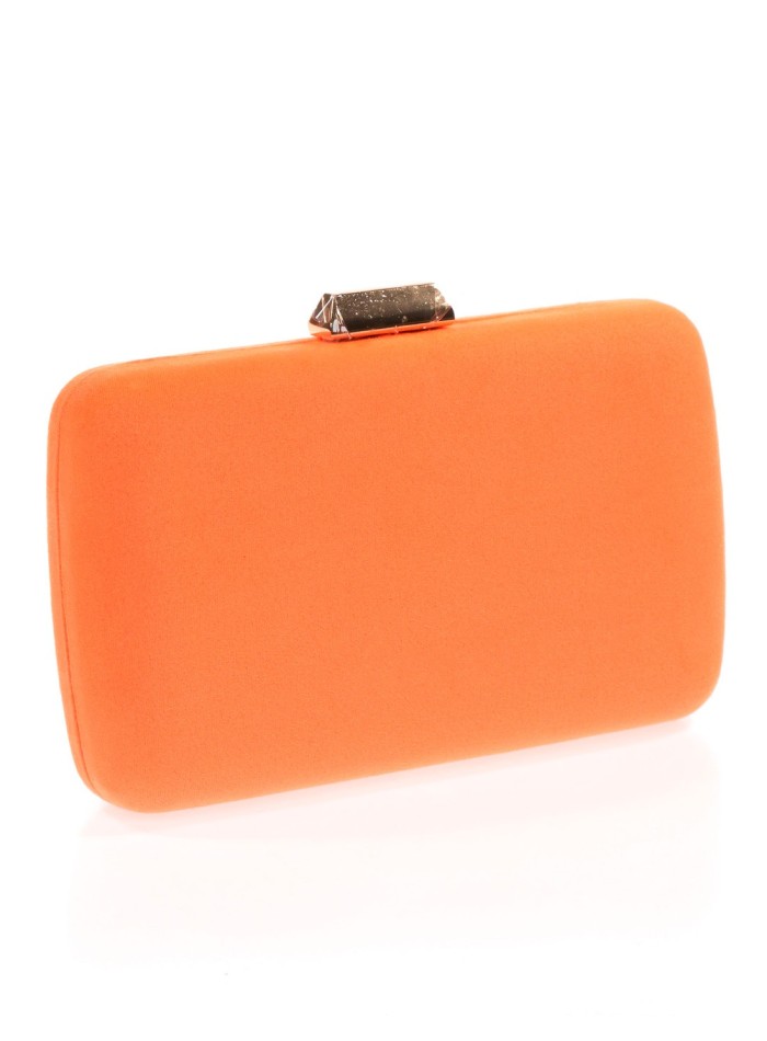 Suede evening clutch bag with metallic fastening