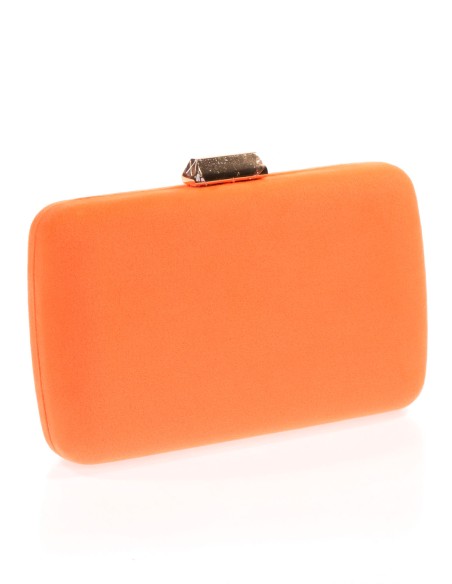 Suede evening clutch bag with metallic fastening