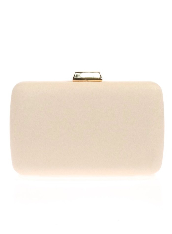 Suede evening clutch bag with metallic fastening