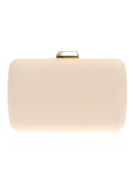 Suede evening clutch bag with metallic fastening