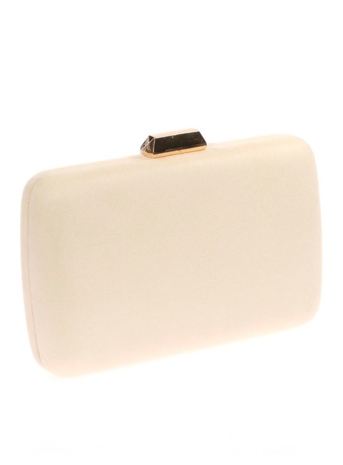 Suede evening clutch bag with metallic fastening