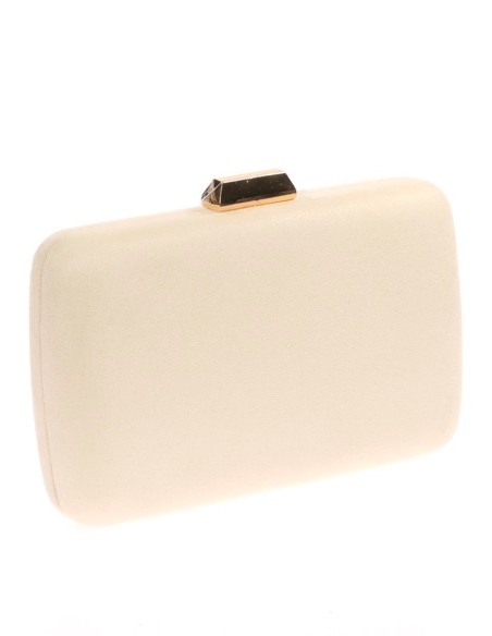 Suede evening clutch bag with metallic fastening