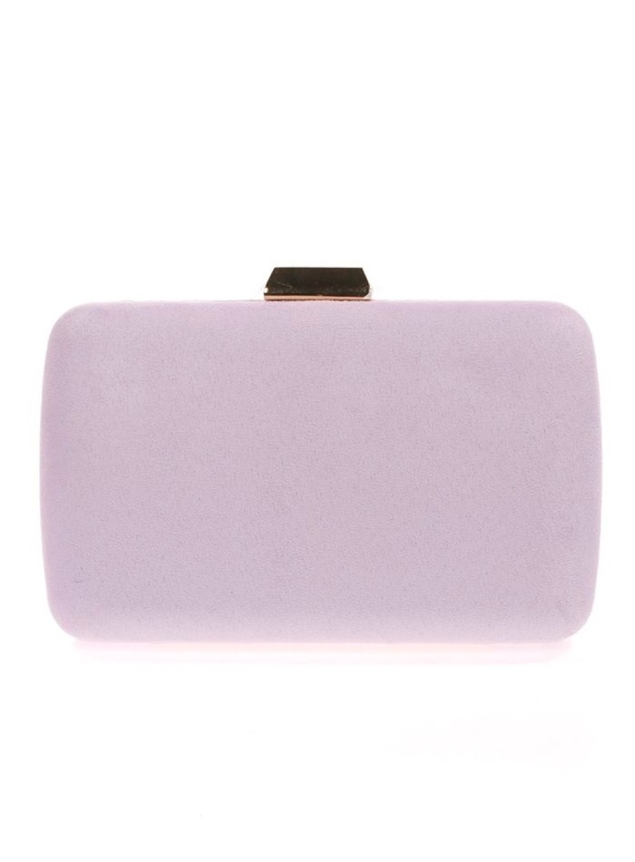 Suede evening clutch bag with metallic fastening