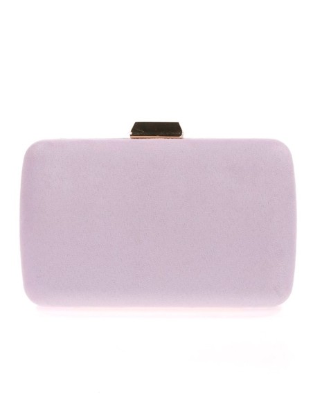 Suede evening clutch bag with metallic fastening