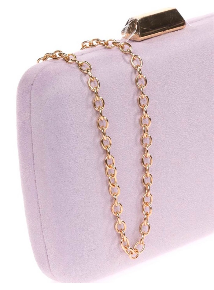 Suede evening clutch bag with metallic fastening