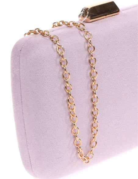 Suede evening clutch bag with metallic fastening