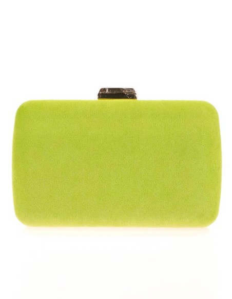 Suede evening clutch bag with metallic fastening