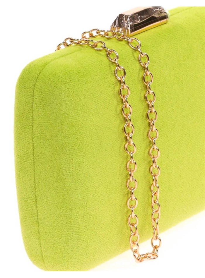Suede evening clutch bag with metallic fastening