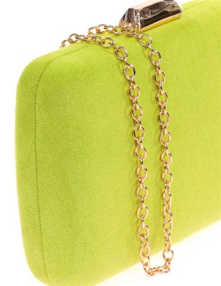 Suede evening clutch bag with metallic fastening