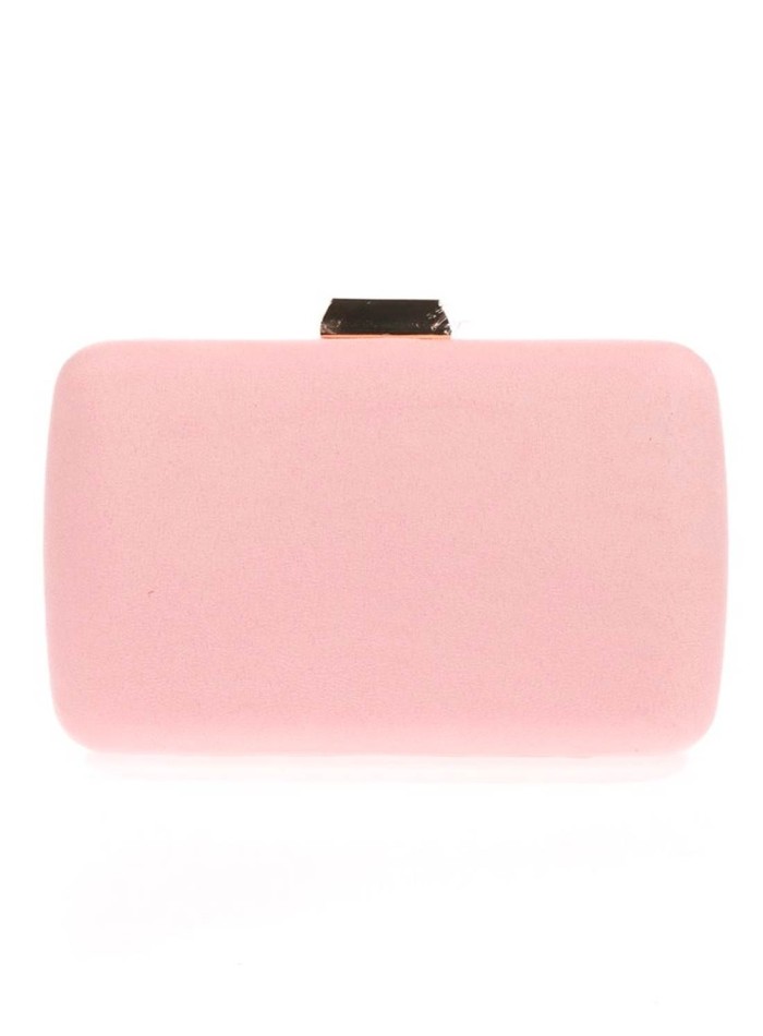 Suede evening clutch bag with metallic fastening