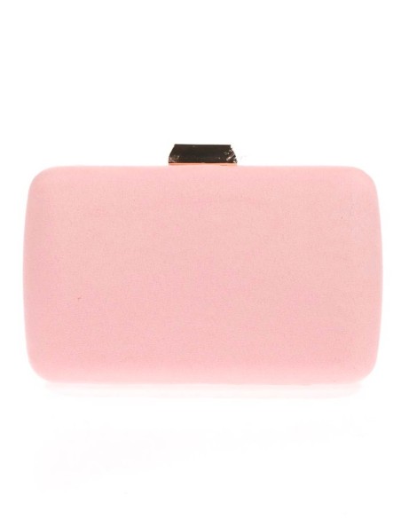 Suede evening clutch bag with metallic fastening