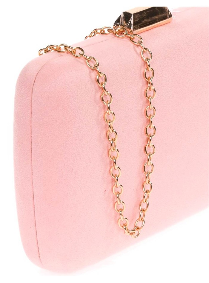 Suede evening clutch bag with metallic fastening