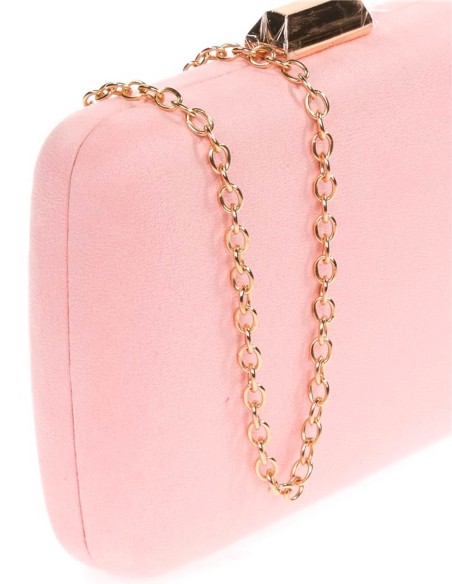 Suede evening clutch bag with metallic fastening