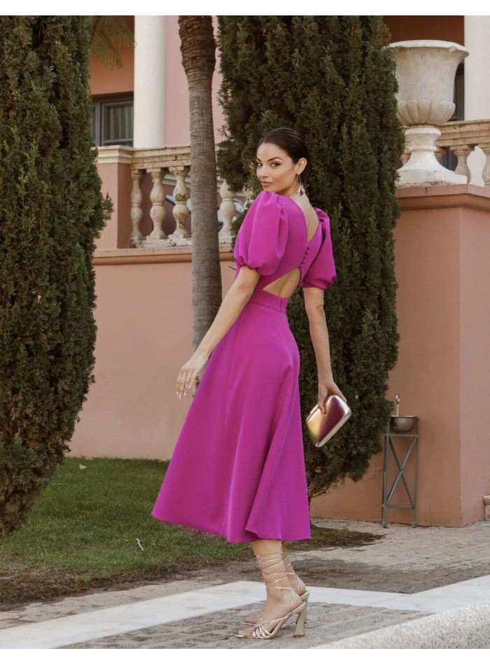 Vestido midi de fiesta con manga corta...