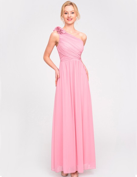 Evening dress with asymmetrical neckline
