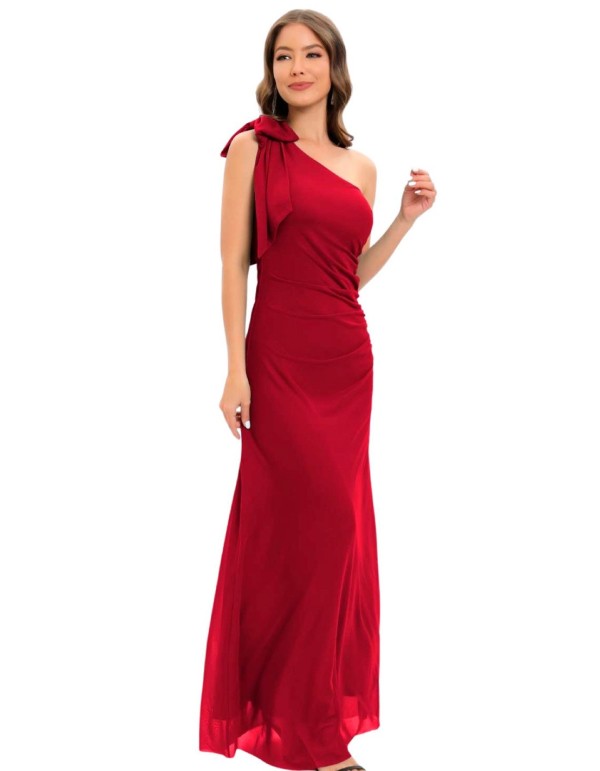 Vestido de fiesta largo con lazada en el hombro 2