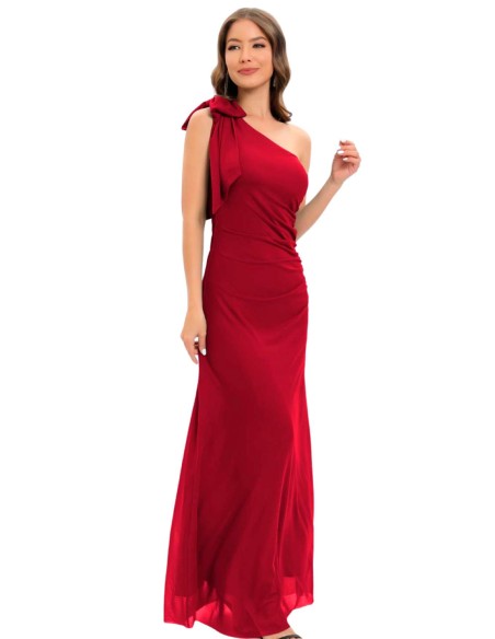 Vestido de fiesta largo con lazada en el hombro