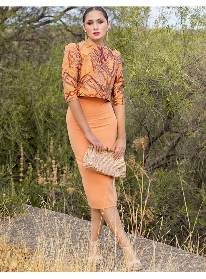 Printed top and pencil skirt party set
