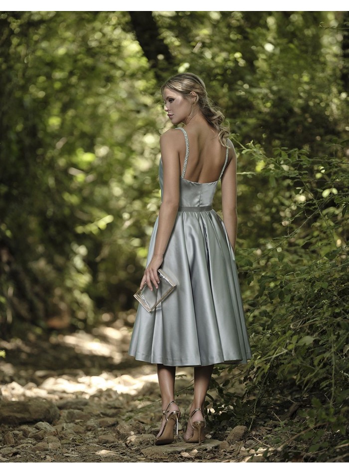 Vestido corto de fiesta con falda de tablas y...