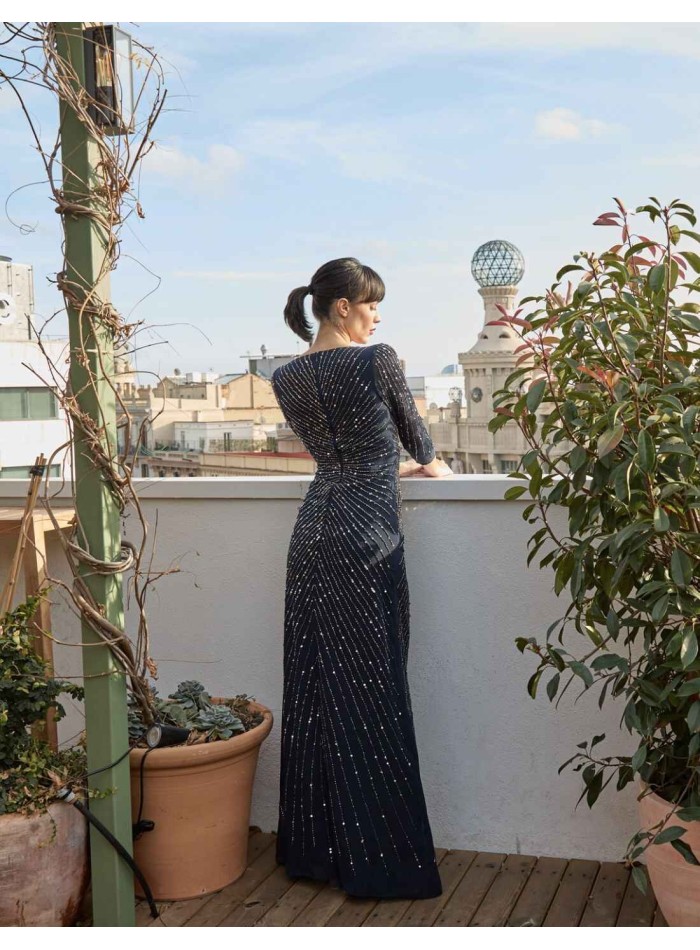 Robe longue de fête avec nœud central et...