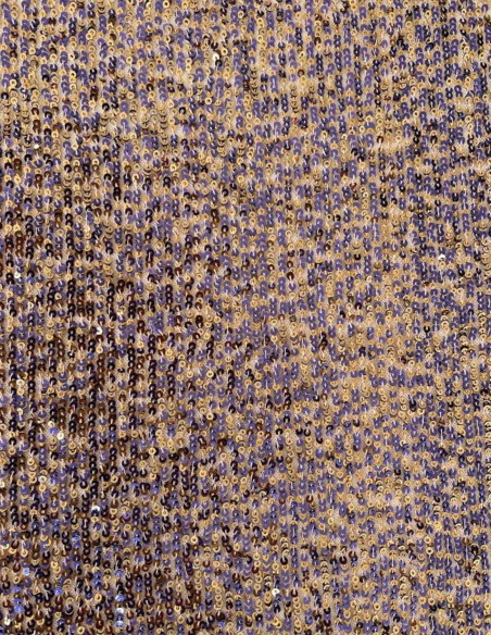 Long ball gown with sequins and halter neckline with rhinestone chains