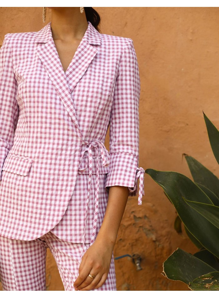 Traje de fiesta con estampado vichy de chaqueta...