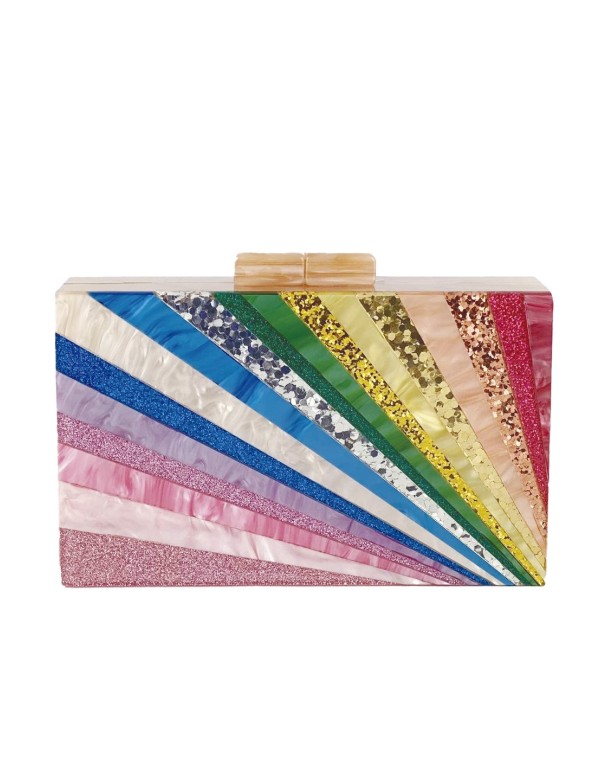 Pearly rainbow clutch bag