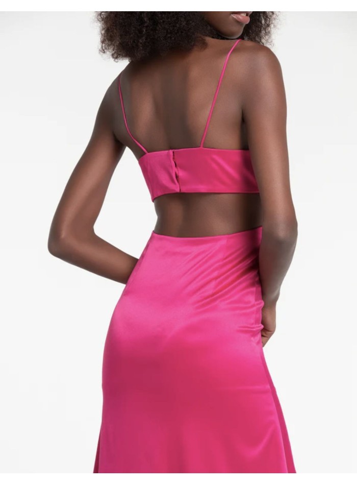 Robe longue de fête en satin avec bretelles et...